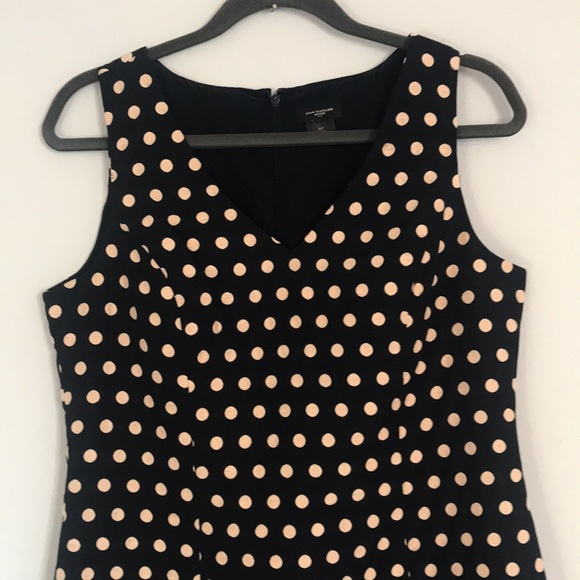 Ann Taylor petite 8P Black sheath dress with polka dots - Picture 2 of 8